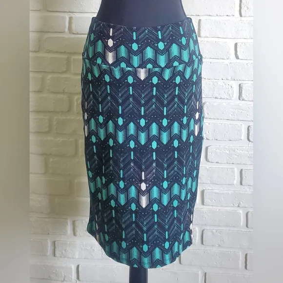 LuLaRoe Skirts Lularoe Midi Pencil Tube Skirt Black Aqua